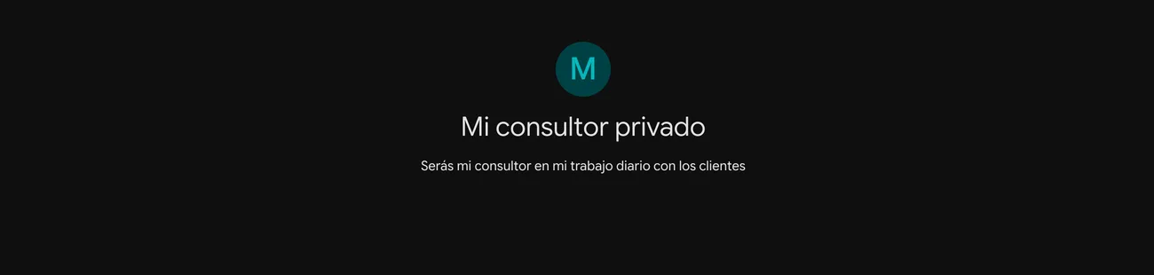 Pantalla de la Gem ya creada, con su inicial en un círculo, su nombre y su descripción.