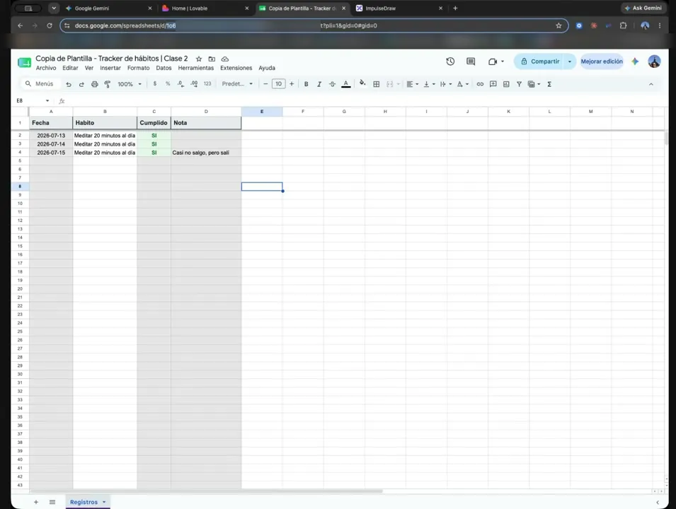 Barra de direcciones del navegador mostrando la URL de un Google Sheets. Entre /spreadsheets/d/ y /edit hay una hilera larga de letras y números: ese es el ID.
